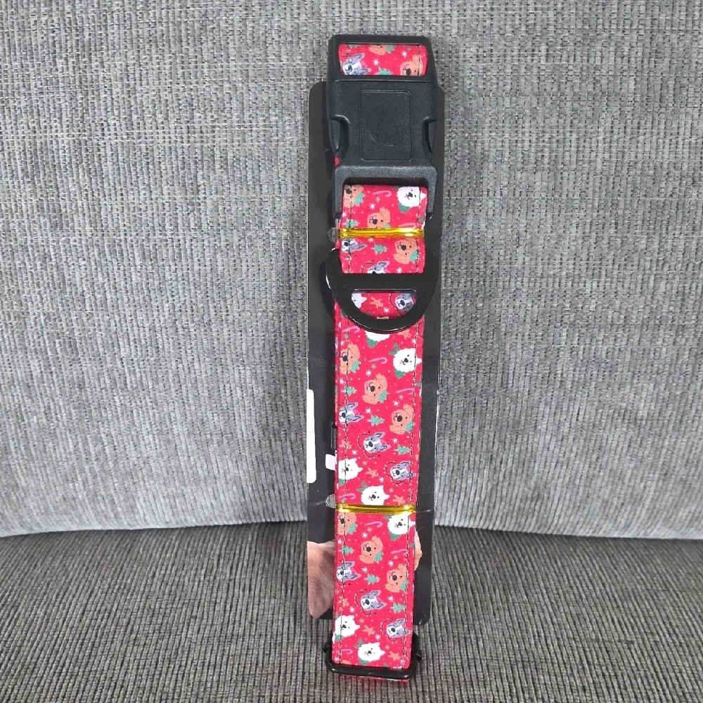 Red Christmas Dog Collar, XL, (18-28 Inches), New